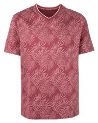 T-shirt con scollo a v stampata rossa di D'urban