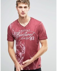 T-shirt con scollo a v stampata rossa di Firetrap