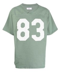 T-shirt con scollo a v stampata verde menta di ERL