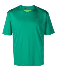 T-shirt con scollo a v stampata verde
