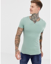 T-shirt con scollo a v verde menta di ASOS DESIGN
