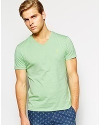 T-shirt con scollo a v verde menta di Polo Ralph Lauren