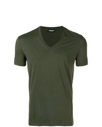 T-shirt con scollo a v verde oliva di DSQUARED2