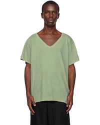 T-shirt con scollo a v verde oliva di Greg Lauren
