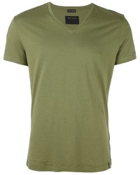 T-shirt con scollo a v verde oliva di Marc Jacobs
