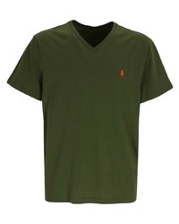 T-shirt con scollo a v verde oliva di Polo Ralph Lauren