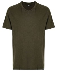 T-shirt con scollo a v verde scuro di 7 For All Mankind