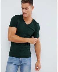T-shirt con scollo a v verde scuro di ASOS DESIGN