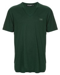 T-shirt con scollo a v verde scuro di Dolce & Gabbana