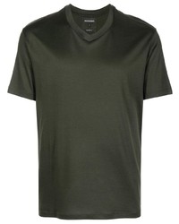 T-shirt con scollo a v verde scuro di Emporio Armani