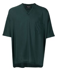 T-shirt con scollo a v verde scuro di Giorgio Armani