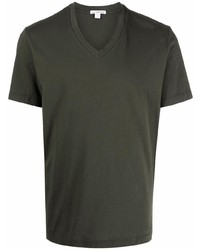 T-shirt con scollo a v verde scuro di James Perse