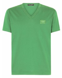 T-shirt con scollo a v verde di Dolce & Gabbana