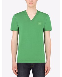 T-shirt con scollo a v verde di Dolce & Gabbana
