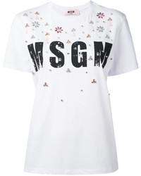 T-shirt decorata bianca di MSGM