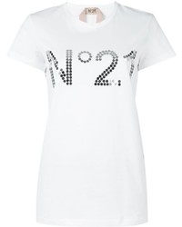 T-shirt decorata bianca di No.21