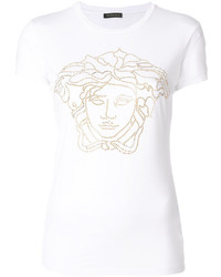T-shirt decorata bianca di Versace
