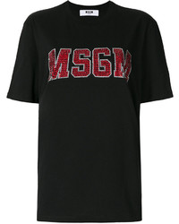 T-shirt decorata nera di MSGM
