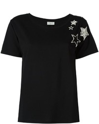T-shirt decorata nera di Saint Laurent