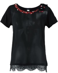 T-shirt decorata nera di Twin-Set