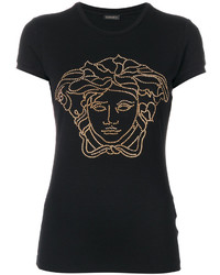 T-shirt decorata nera di Versace