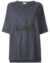 T-shirt di lana grigio scuro di Brunello Cucinelli