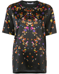 T-shirt di seta a fiori nera di Givenchy