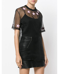 T-shirt di seta con stelle nera di Givenchy