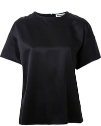T-shirt di seta nera di Jil Sander