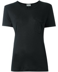 T-shirt di seta nera di Saint Laurent