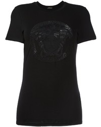 T-shirt di seta nera di Versace