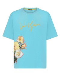 T-shirt girocollo a fiori acqua di Dolce & Gabbana