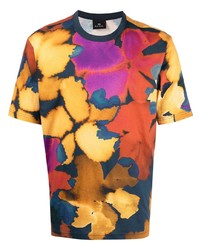 T-shirt girocollo a fiori arancione di PS Paul Smith