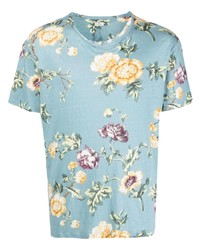 T-shirt girocollo a fiori azzurra di Etro