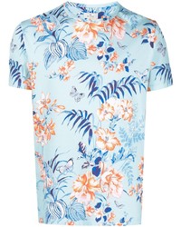 T-shirt girocollo a fiori azzurra di Etro