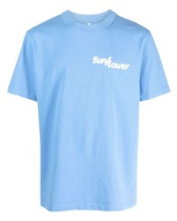 T-shirt girocollo a fiori azzurra di Sunflower