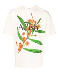 T-shirt girocollo a fiori beige di Adish