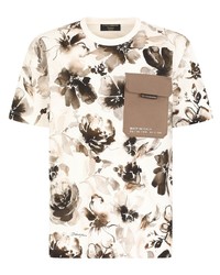 T-shirt girocollo a fiori beige di Dolce & Gabbana