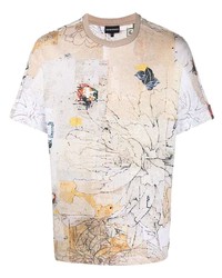 T-shirt girocollo a fiori beige di Emporio Armani