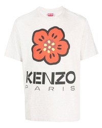 T-shirt girocollo a fiori beige di Kenzo