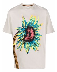 T-shirt girocollo a fiori beige di Paul Smith