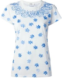 T-shirt girocollo a fiori bianca e blu di Jil Sander
