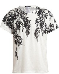 T-shirt girocollo a fiori bianca e nera di Ann Demeulemeester