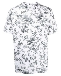 T-shirt girocollo a fiori bianca e nera di Erdem