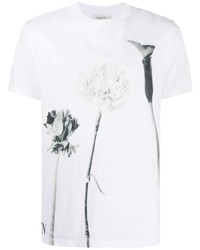 T-shirt girocollo a fiori bianca e nera di Valentino