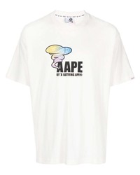 T-shirt girocollo a fiori bianca di AAPE BY A BATHING APE