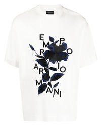 T-shirt girocollo a fiori bianca di Emporio Armani