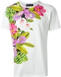 T-shirt girocollo a fiori bianca di Etro