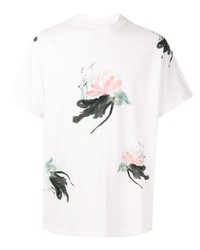 T-shirt girocollo a fiori bianca di Fengchen Wang