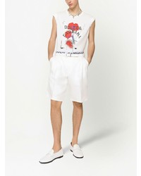 T-shirt girocollo a fiori bianca di Dolce & Gabbana